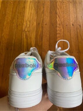 Reebok White Sneakers with Iridescent Heel Accent